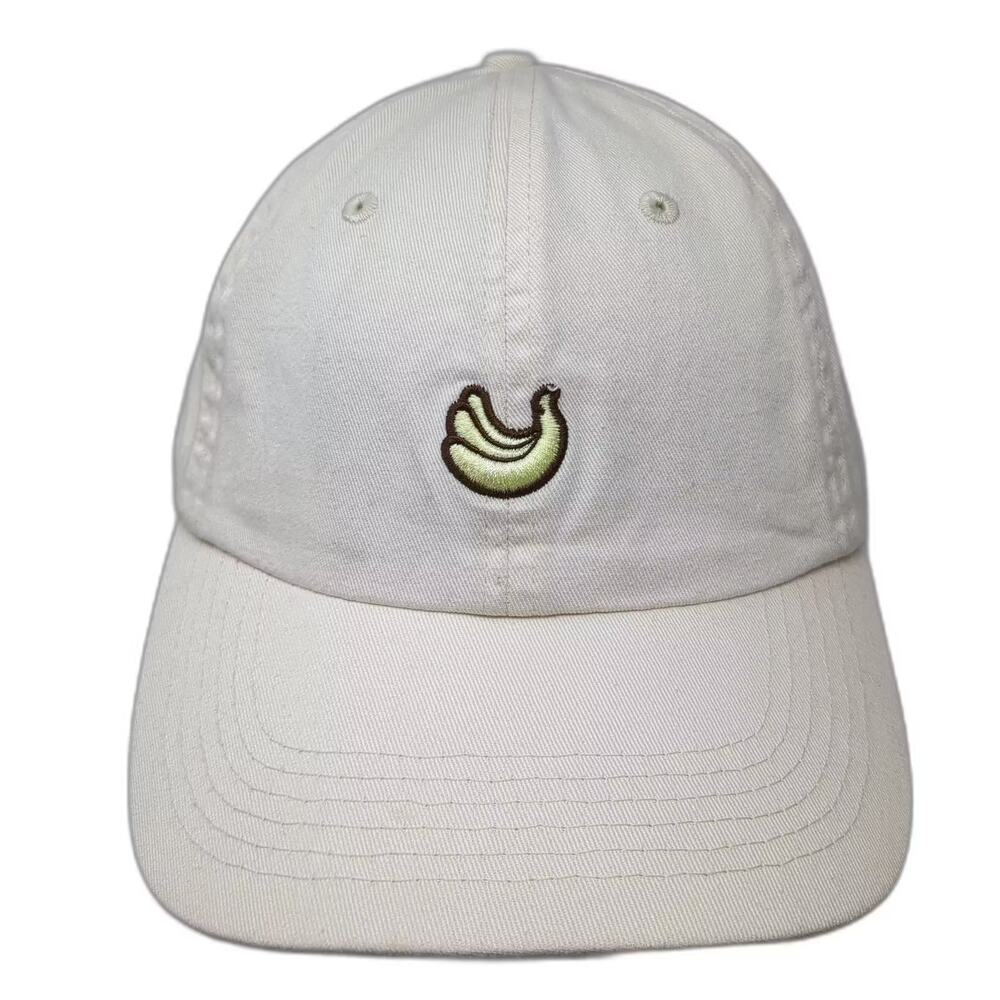 Sun Bum Baseball Cap Beige Green Banana Logo Embroidered Cotton Slideback OS Hat
